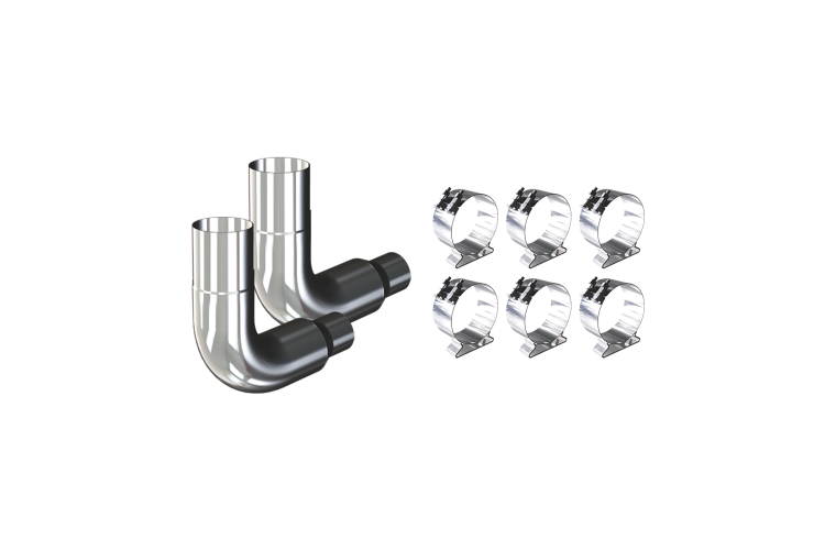 6" 7" 8" Exhaust Kit for Freightliner with 90 Degree Reduced Elbows, and Clamps