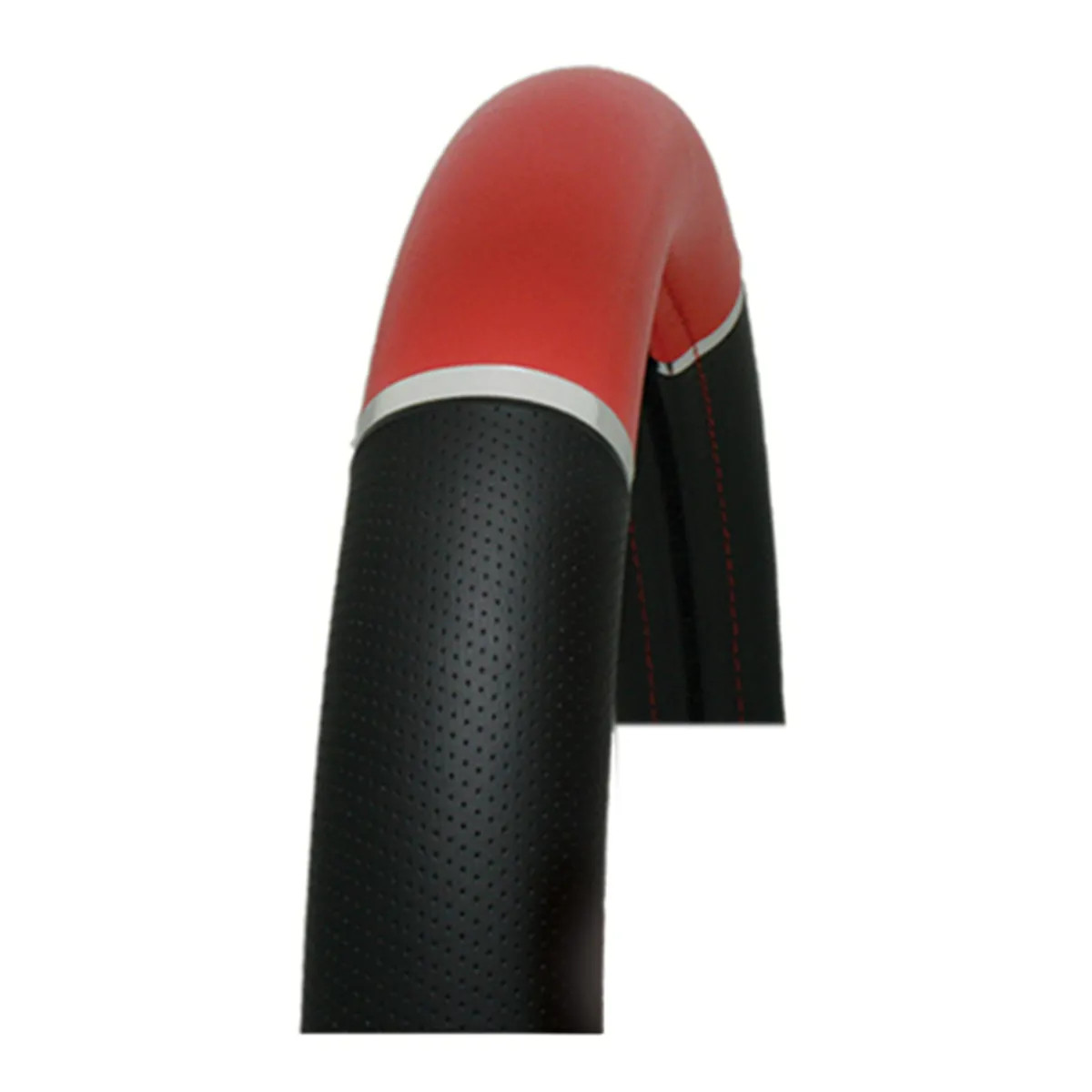 Heavy Duty 18" Steering Wheel Covers Black And Red With Chrome Trims In Deluxe Accents Series-Grand General-54014