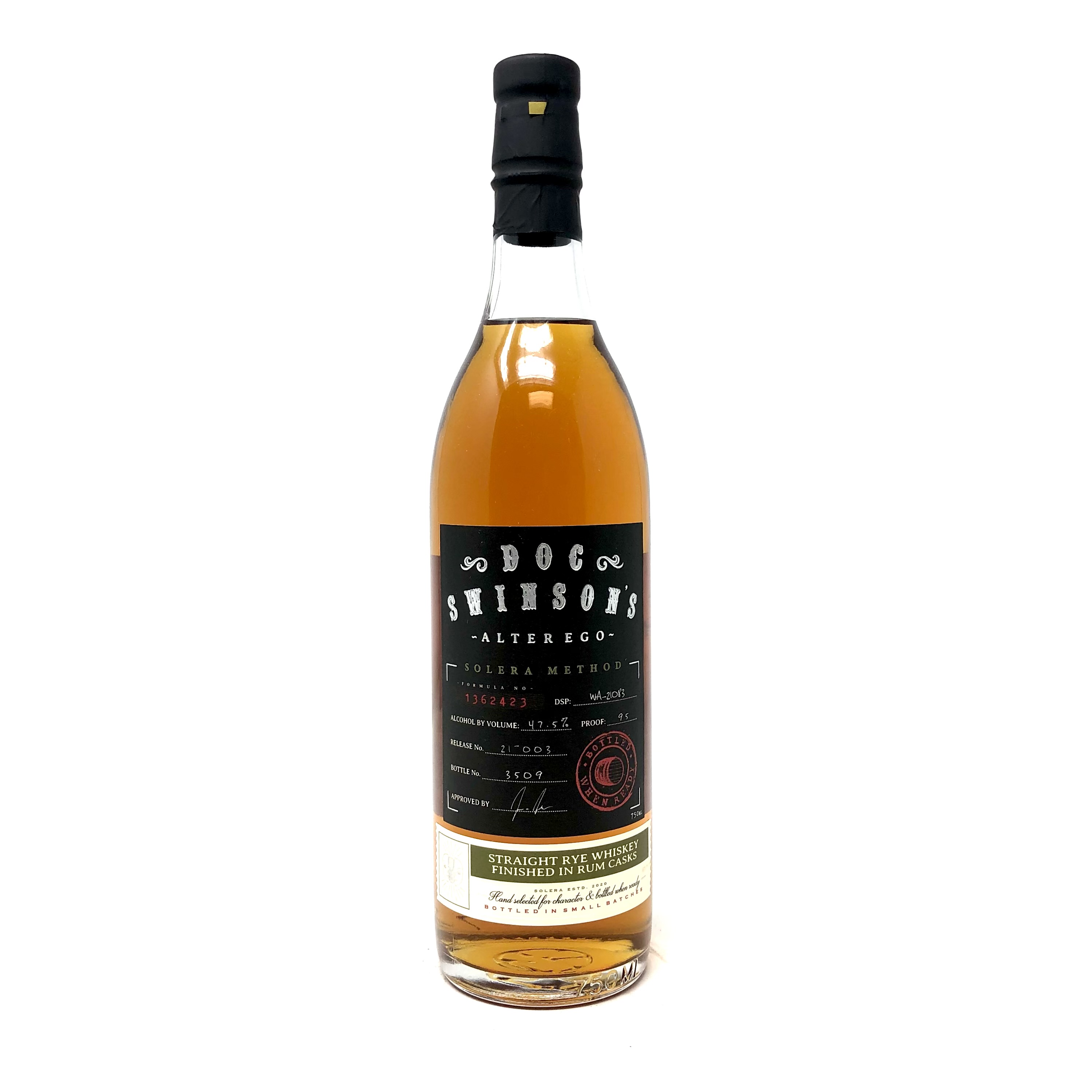 DOC SWINSON'S ALTER EGO STRAIGHT RYE WHISKEY 750ML