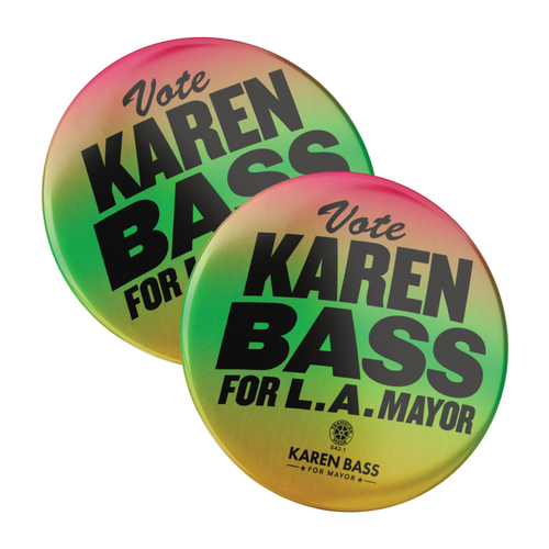 Karen Bass For Mayor (2.25" Pin-Back Button -- Pack Of Two!)