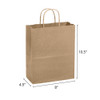 Petite  8" x 4-1/2" x 10-1/2" 100% Recycled Kraft Paper Shopping Bags