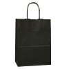 100% RecycledPetite 8"x4"x10" Matte Black Paper Shopping Bags