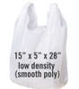 Large 15" x 5" x 28" T-Shirt Bags- Low-Density Smooth Poly per 500