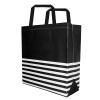 Med Black w/White Non-Woven Glossy Reusable Tote 9-3/4" x 4" x 12-1/2"h"