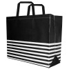 Large Black w/White Non-Woven Glossy Reusable Tote 16" x 6" x 13h"