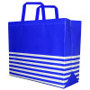 Large Blue w/White Non-Woven Glossy Reusable Tote 16" x 6" x 13h"