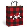 Love Local Buffalo Plaid Paper Shopping Bags - Vanity -10" x 5" x 13-1/2"