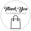 1-1/4" round White & Black Thank You Labels - roll 200