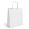 Timmy 7" x 3-1/2" x 8-1/2" Matte White 40% Recycled Paper Shopping Bags