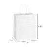 Timmy 7" x 3-1/2" x 8-1/2" Matte White 40% Recycled Paper Shopping Bags
