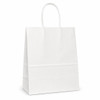 Timmy 7" x 3-1/2" x 8-1/2" Matte White 40% Recycled Paper Shopping Bags