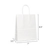 Timmy 7" x 3-1/2" x 8-1/2" Matte White 40% Recycled Paper Shopping Bags