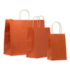 8"x4-3/4"x10-1/4" Petite Terra-Cotta On Kraft Pinstripe Paper Shopping Bag per 250