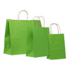 5-1/2"x3-1/4"x8-1/4" Prime Apple Green On Kraft Pinstripe Paper Shopping Bag per 250