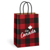 Prime 5-1/2" x 3" x 8-3/4" Buffalo Plaid Shop Canada Paper Shopping Bags