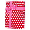 24" x 833' White Hearts on Red Gift Wrap