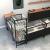 Glass Deluxe Showcase Tower With Lights and 4 Adjustable Glass Shelves - Black