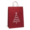 Merry Christmas Red on Kraft Paper Shopping Bags -Vanity - 10"x5"x13-1/2"
