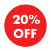 20% off 1-1/4" Round Red & White Discount Labels - roll 250