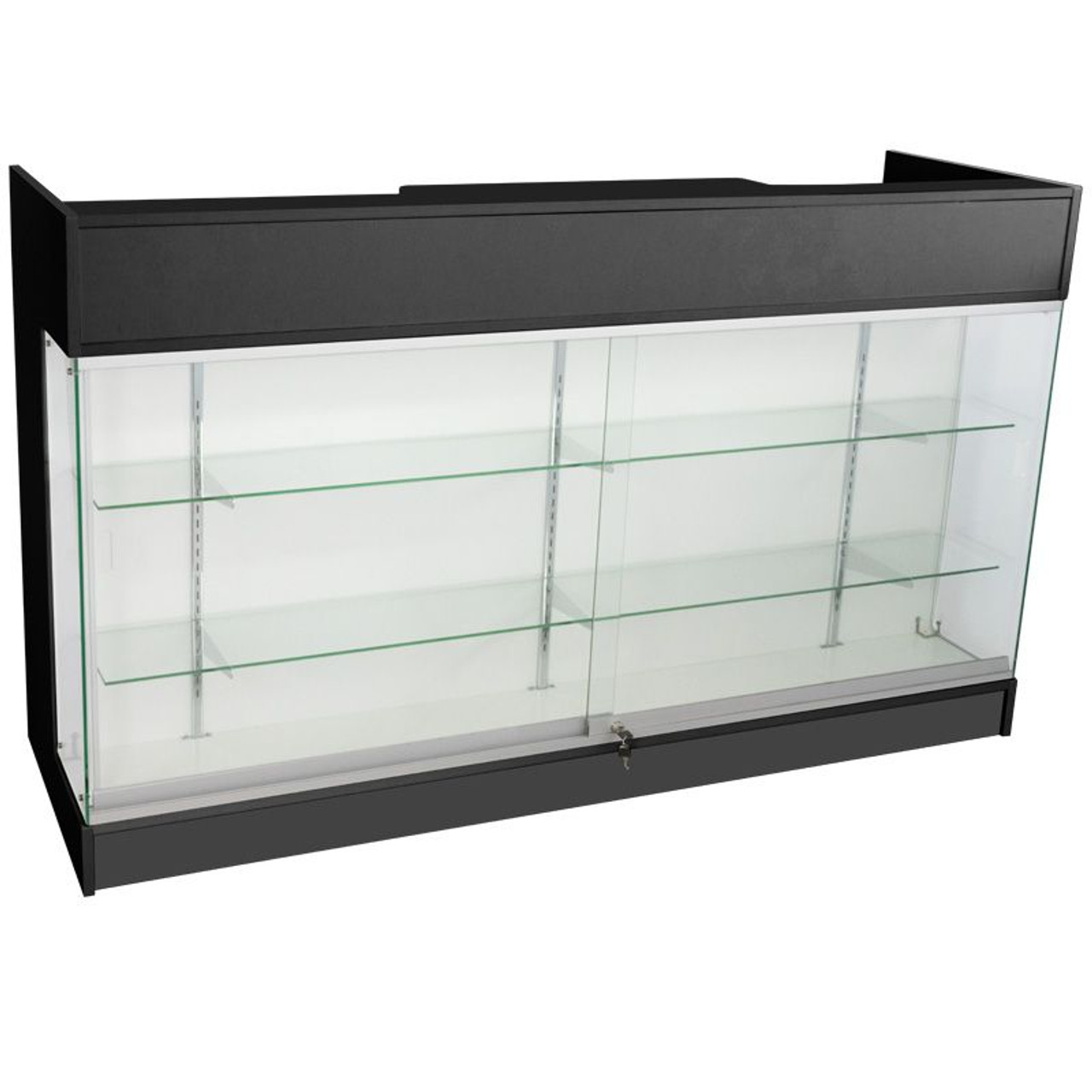 72" Black Ledgetop Counter With Showcase Front