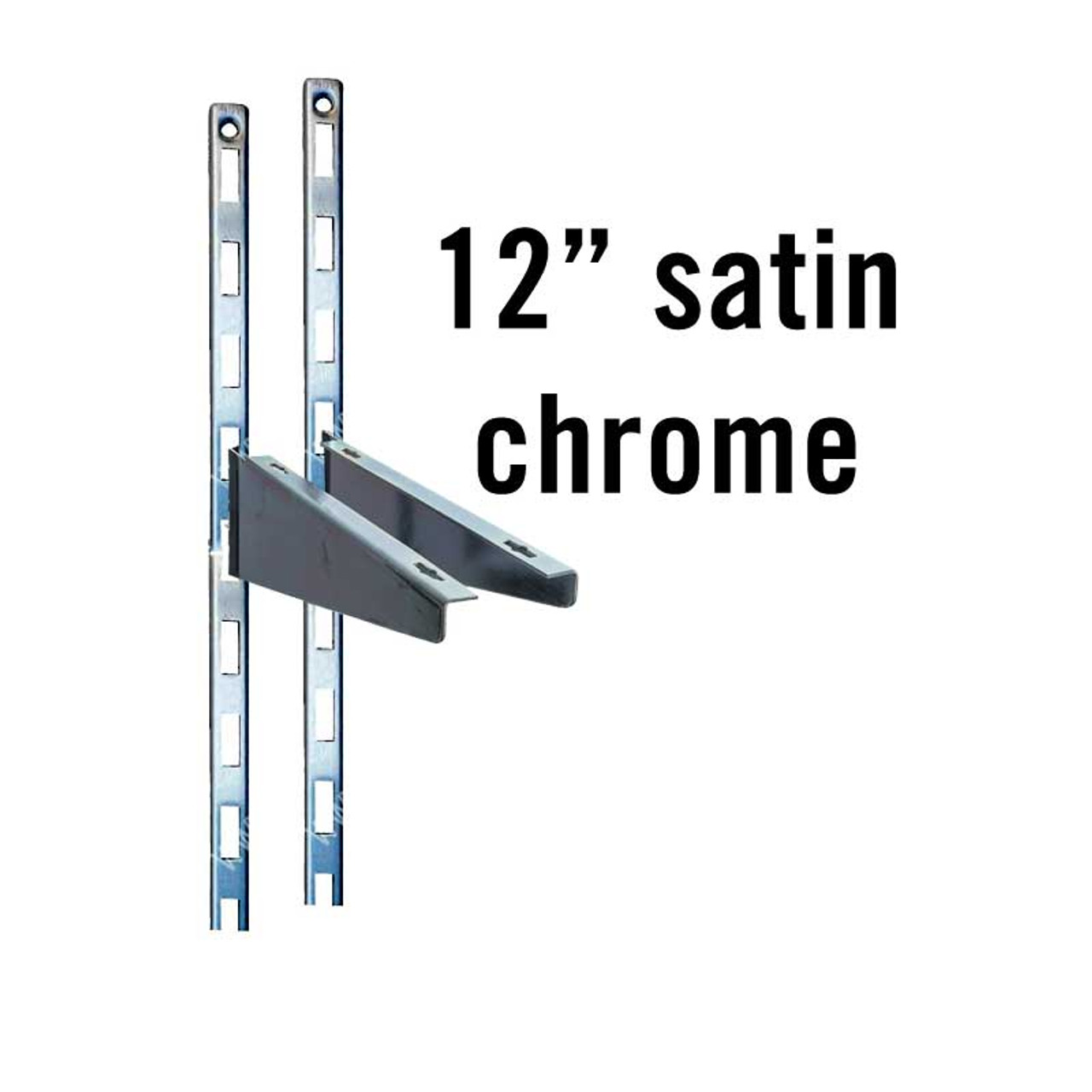 12" Satin Chrome System X Wood Shelf Brackets