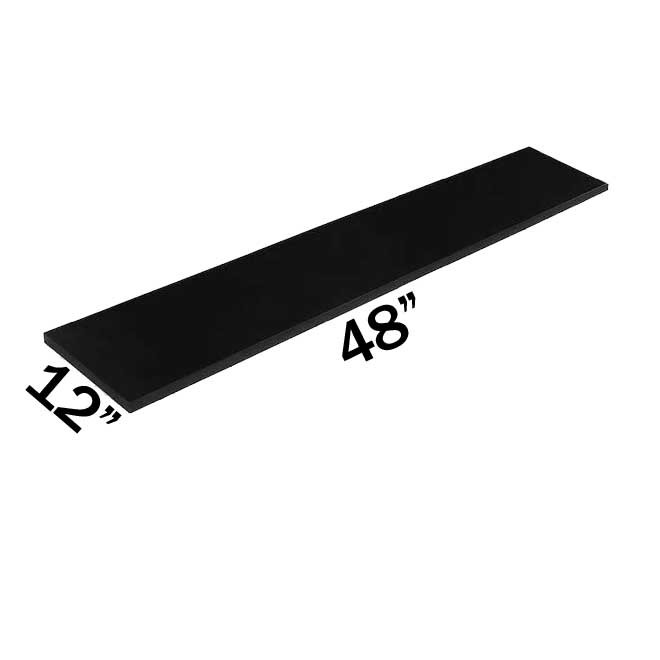 12" x 48" x 3/4" Black Melamine Shelf