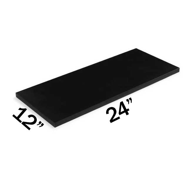12" x 24" x 3/4" Black Melamine Shelf