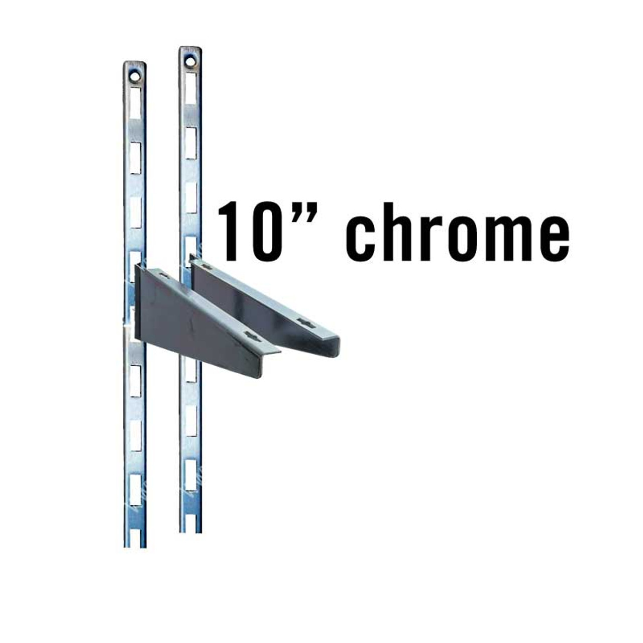 10" Polished Chrome System X Wood Shelf Brackets