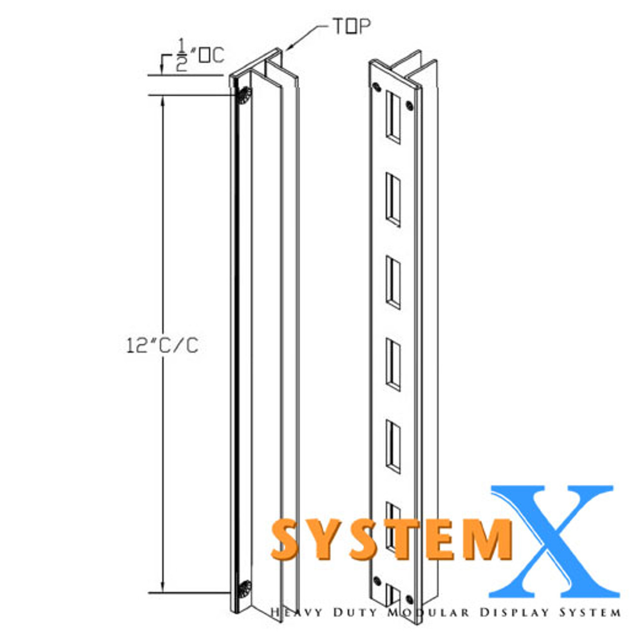 120" System X Heavy Duty Recessed Wall Standard - Special Order