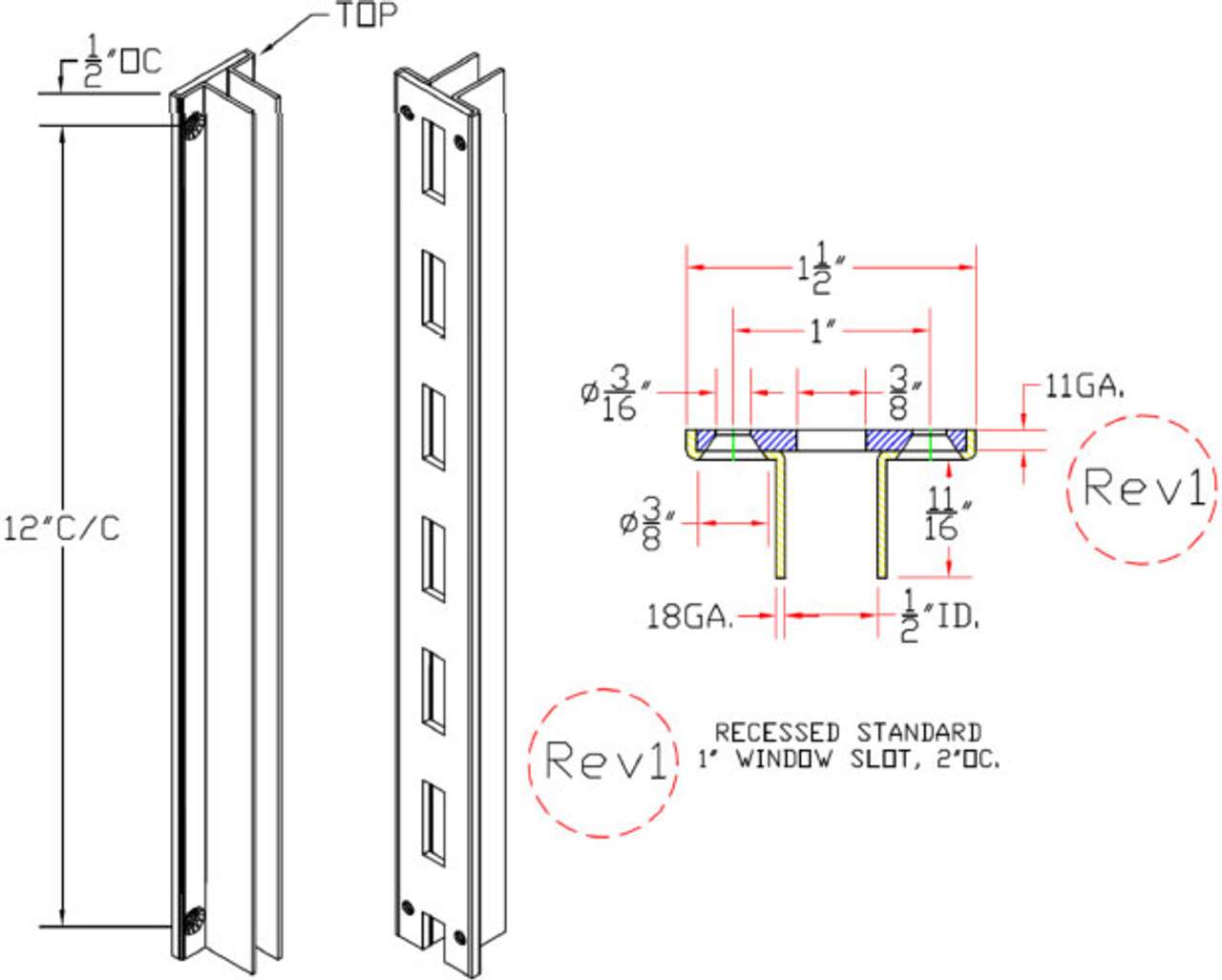 120" System X Heavy Duty Recessed Wall Standard - Special Order