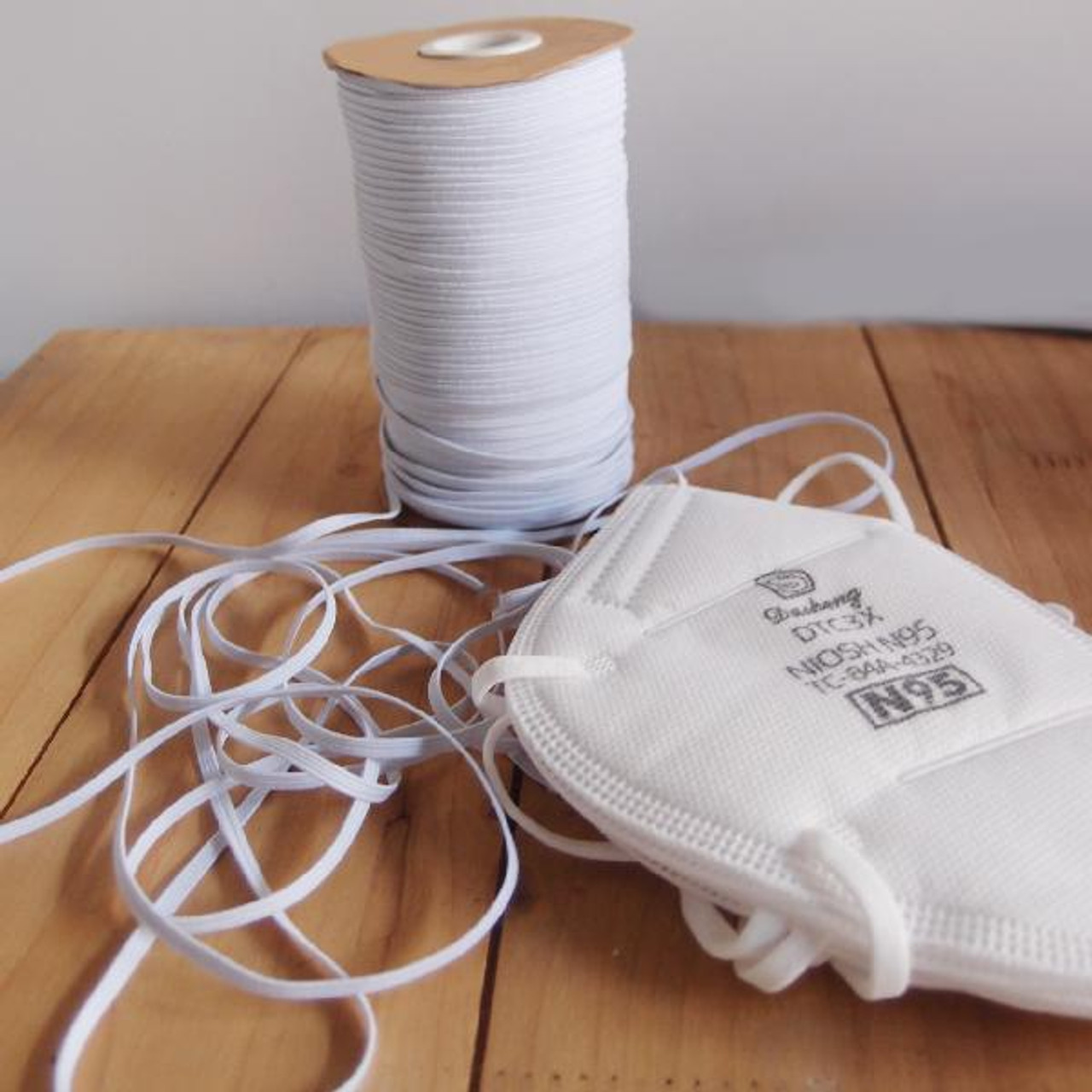 3mm x 100yd White Elastic Band - per roll