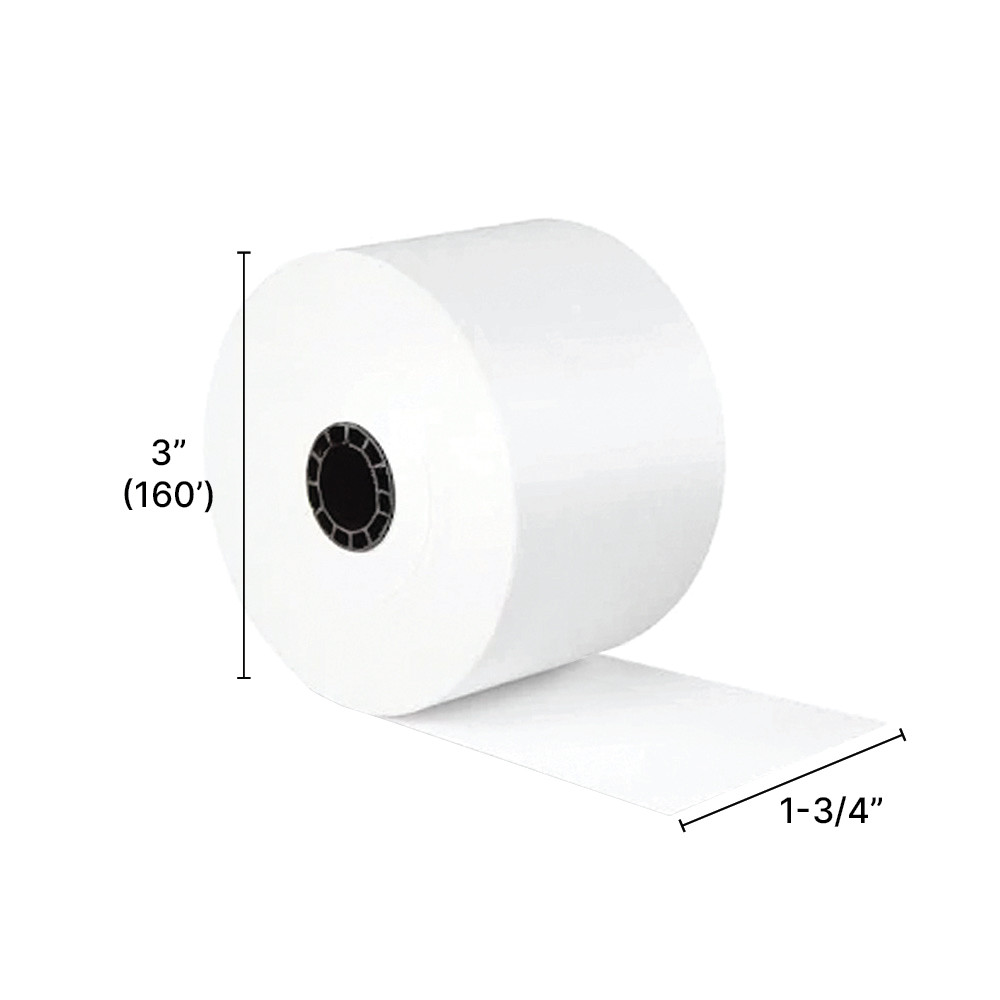 Paper Cash Register Roll - 1-3/4"w x 3"diam x 160 ft.