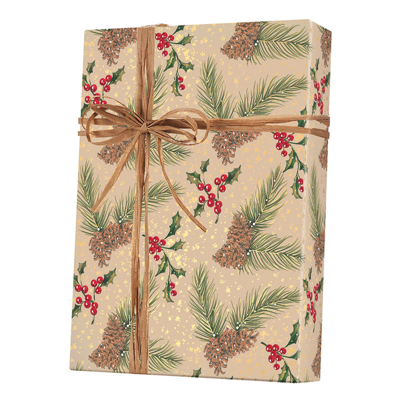 24" x 200' Pine/Kraft Gift Wrap