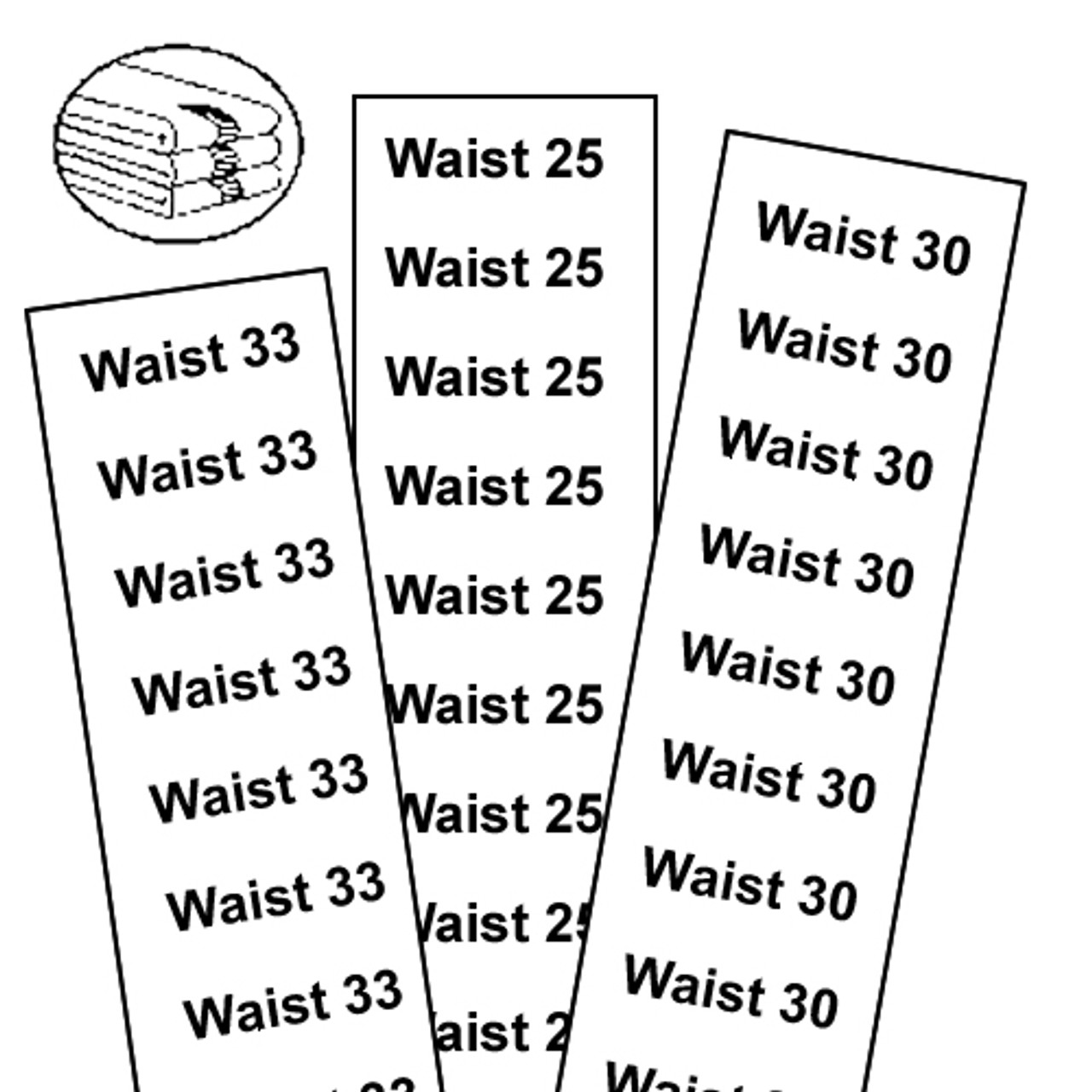 XS Waist Size Labels