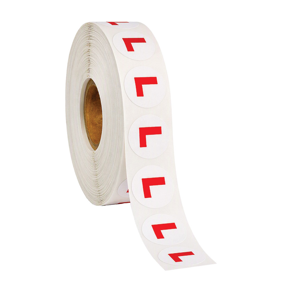 L White Round Adhesive Size Labels