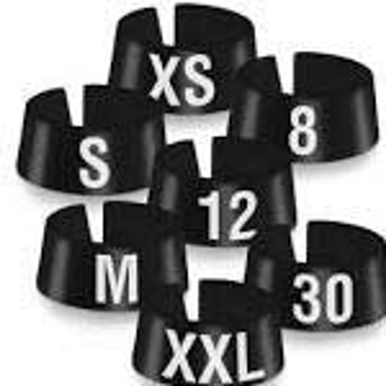 8 Size Markers Black with White Print pkg. 25