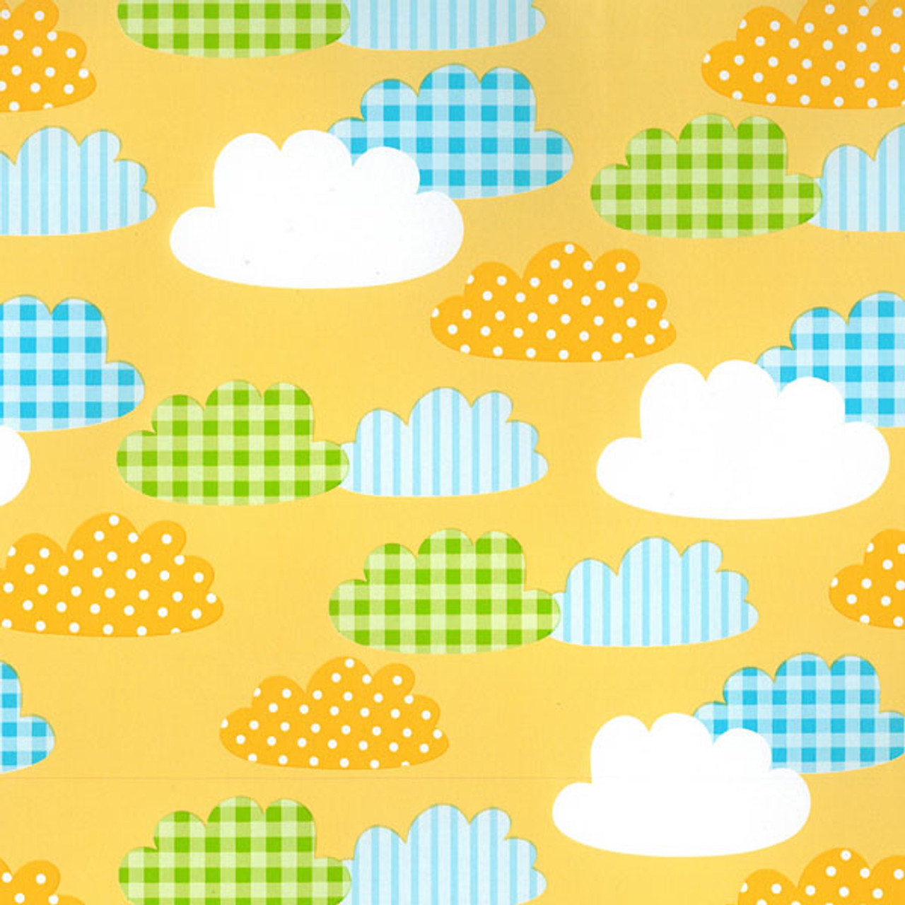 24" x 200' Gingham Clouds Gift Wrap