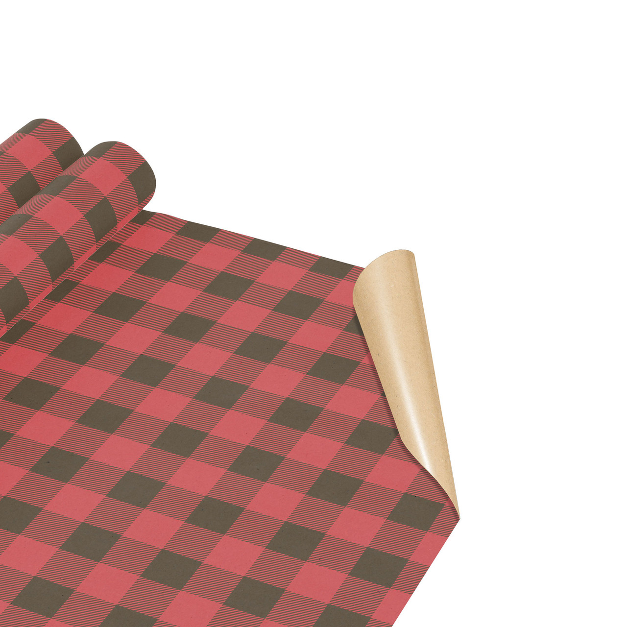 24" x 417' Kraft Buffalo Plaid Gift Wrap