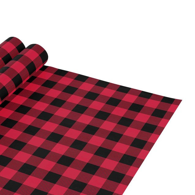24" x 417' Kraft Buffalo Plaid Gift Wrap