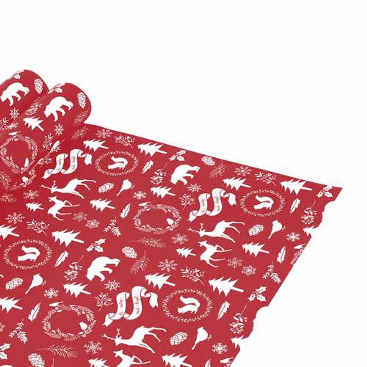 24" x 417' Red Woodland Gift Wrap