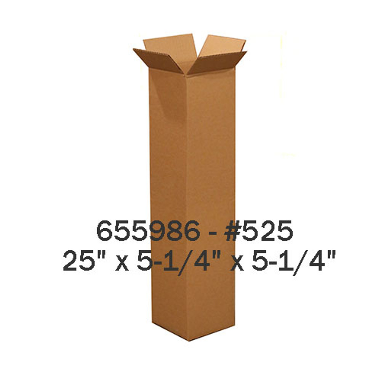 #525 - 25"h x 5-1/4"d x 5-1/4"w Corrugated Kraft Shipping Box - ea.