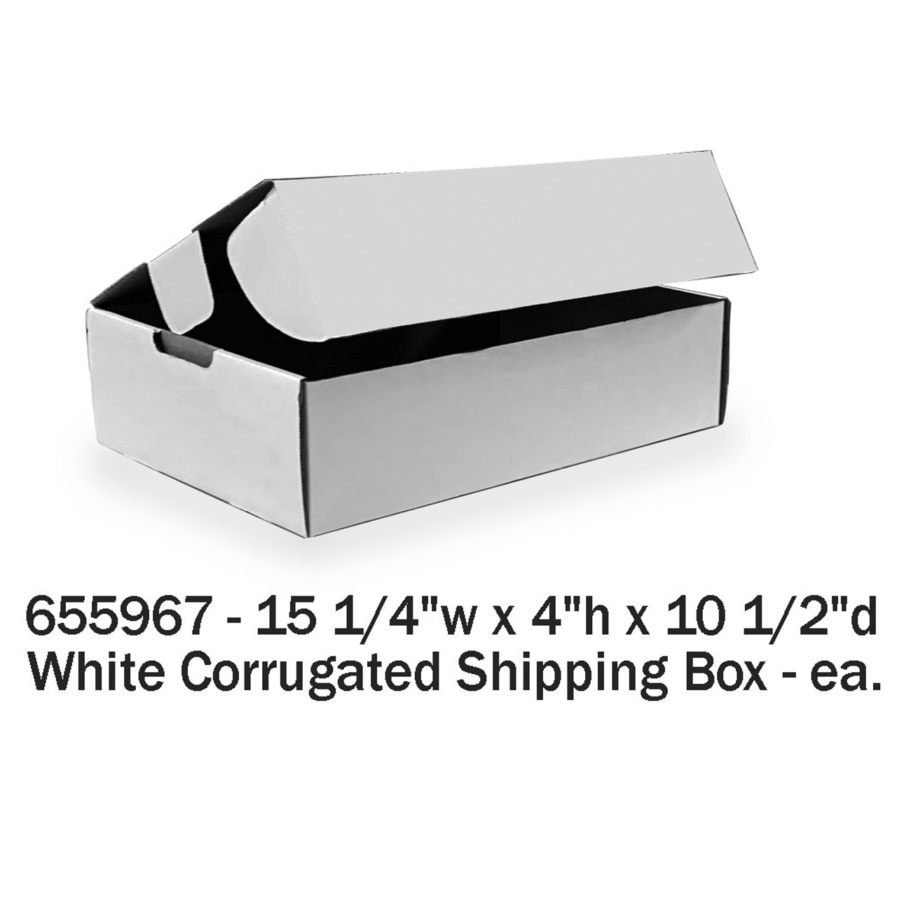 #174W - 15 1/4"w x 10 1/2"d x 4"h  White Corrugated Shipping Box - ea.