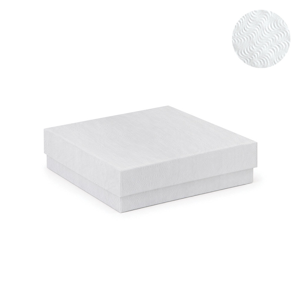 Embossed Swirl White #33 Premium 3-1/2" x 3-1/2" x 1" Jewellery Box