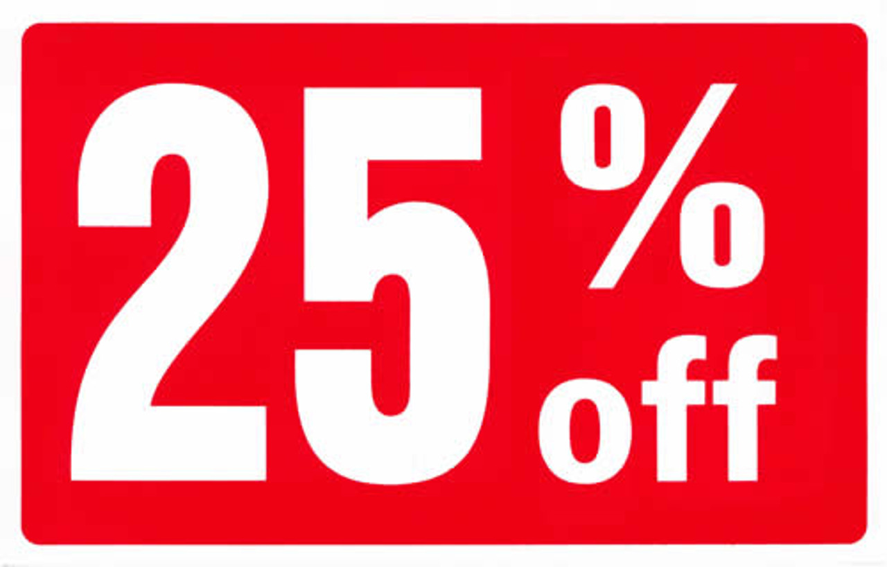 25% red/white 7x11' cardstock sign card-ea
