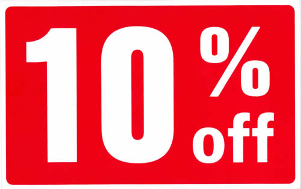 10% red/white 7x11' cardstock sign card-ea.