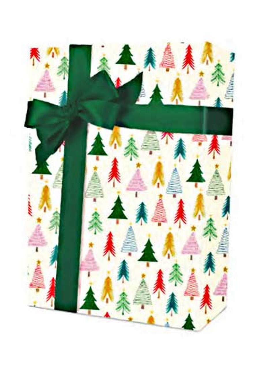 24" x 833' Whimsy Christmas Trees Gift Wrap