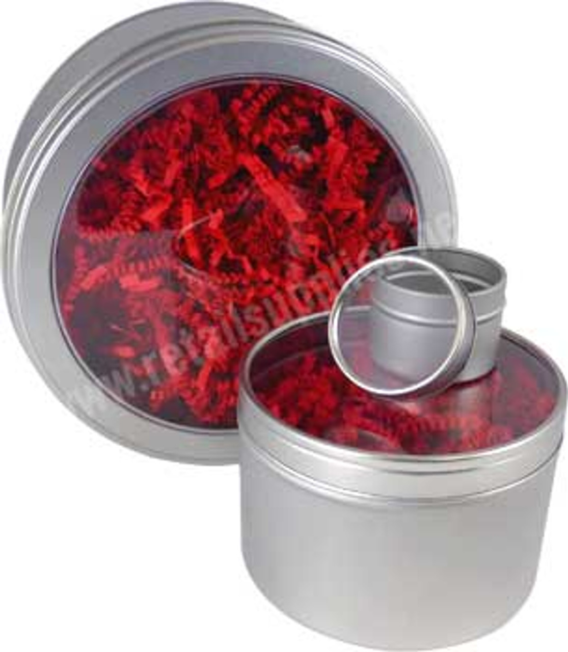 1-1/2" diam. x 1 Round Tins with Clear twist on lid - ea.
