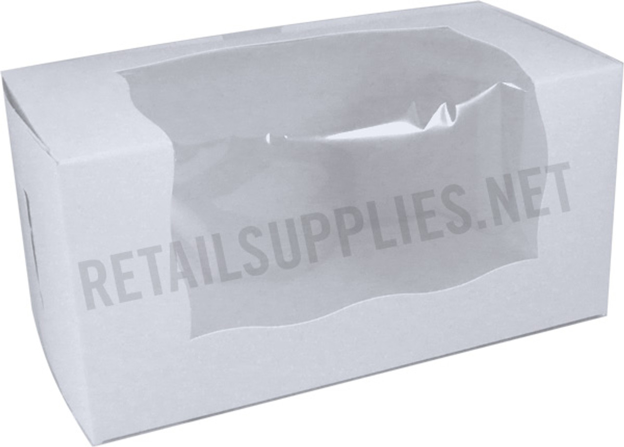 8" x 4" x 4" Premium White Coated Cupcake Bakery Box With Window 2 Regular Cup Size per 100