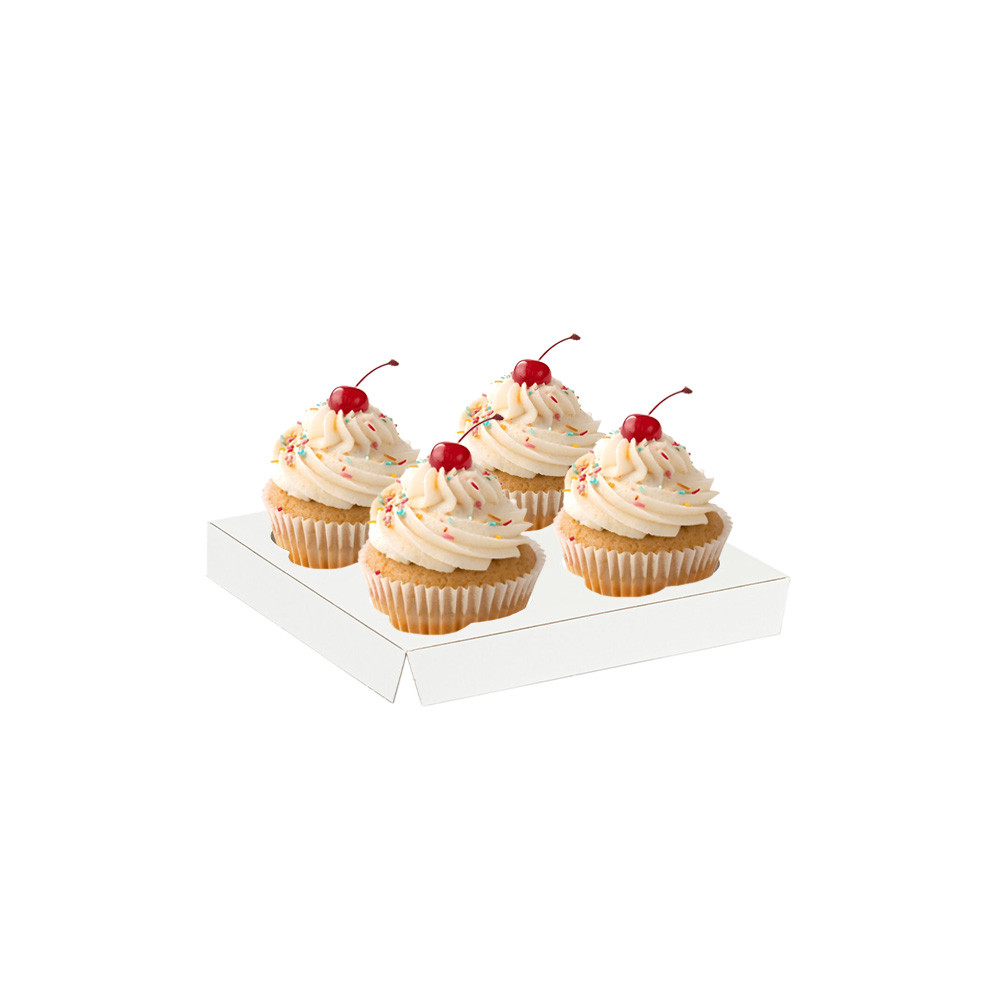 Regular 4 Cup Cupcake Inserts for Folding Bakery Boxes