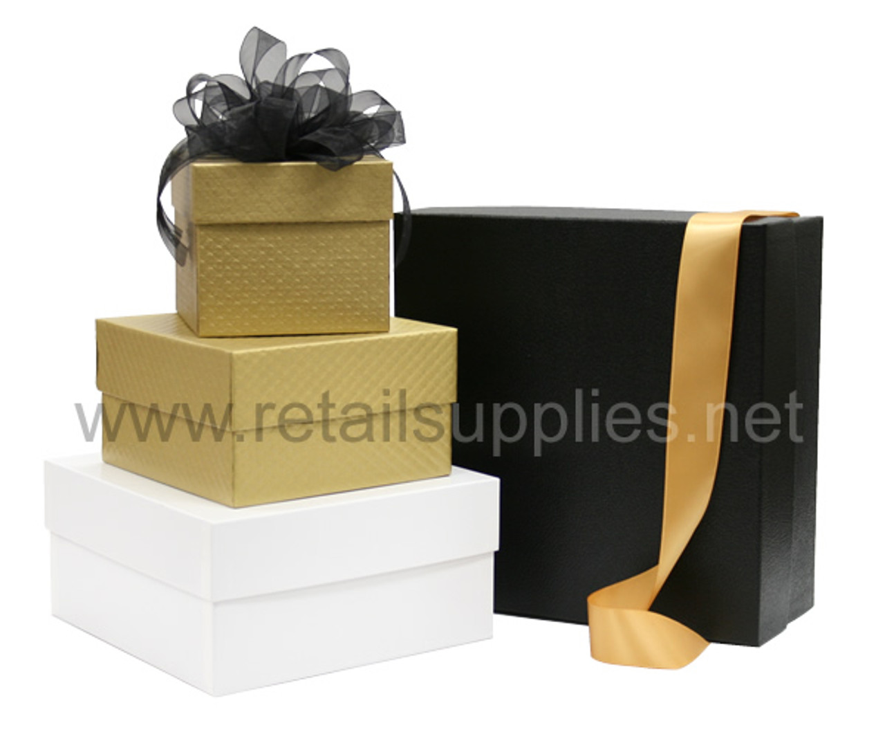 Onyx Embossed Large Square Rigid Boxes 9"x9"x4-1/2"